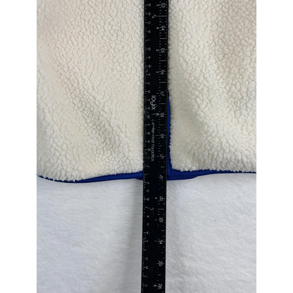 Old Navy Kids Sherpa Fleece Jacket Cream Blue Zip Up Mock Neck Large 10-12